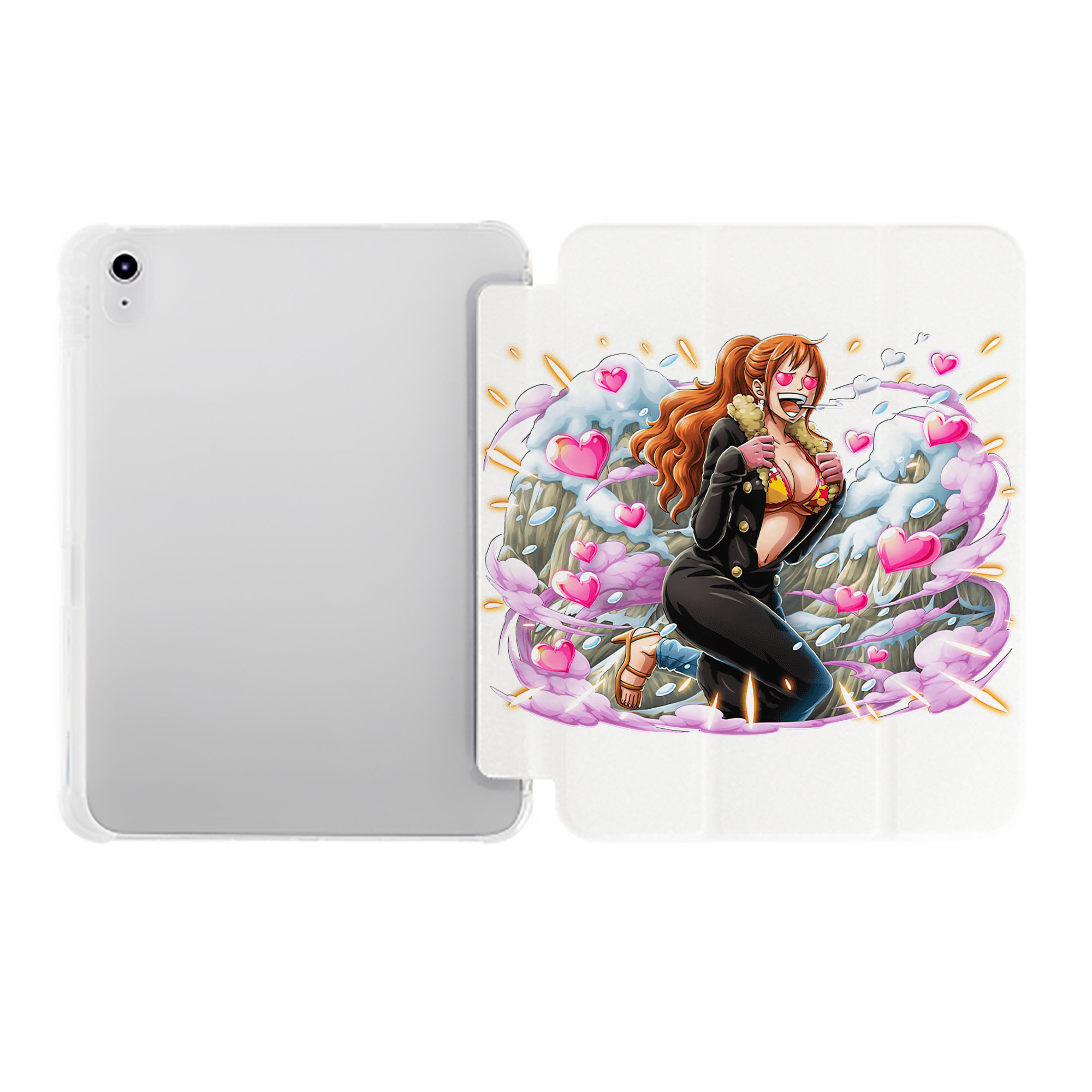 （画像用） ワンピース ナミ ONE PIECE Nami IPad ケース ペン収納付き 三つ折りスタンド PUレザー×シリコン 対応機種9.5/10.5/10.9インチ